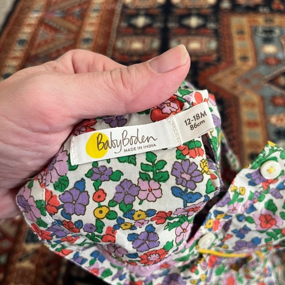 Mini Boden floral sleeveless lined Ruffle Romper 12-18m - Picture 8 of 8